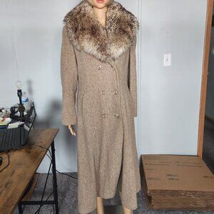 #718 Medium wool blend/ lamb fur coat